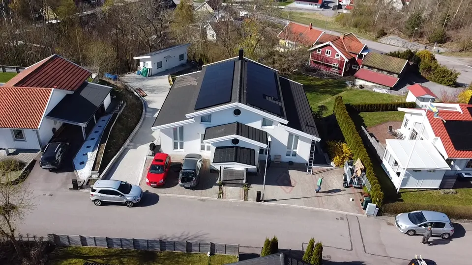 Villa i Göteborg med solceller på taket
